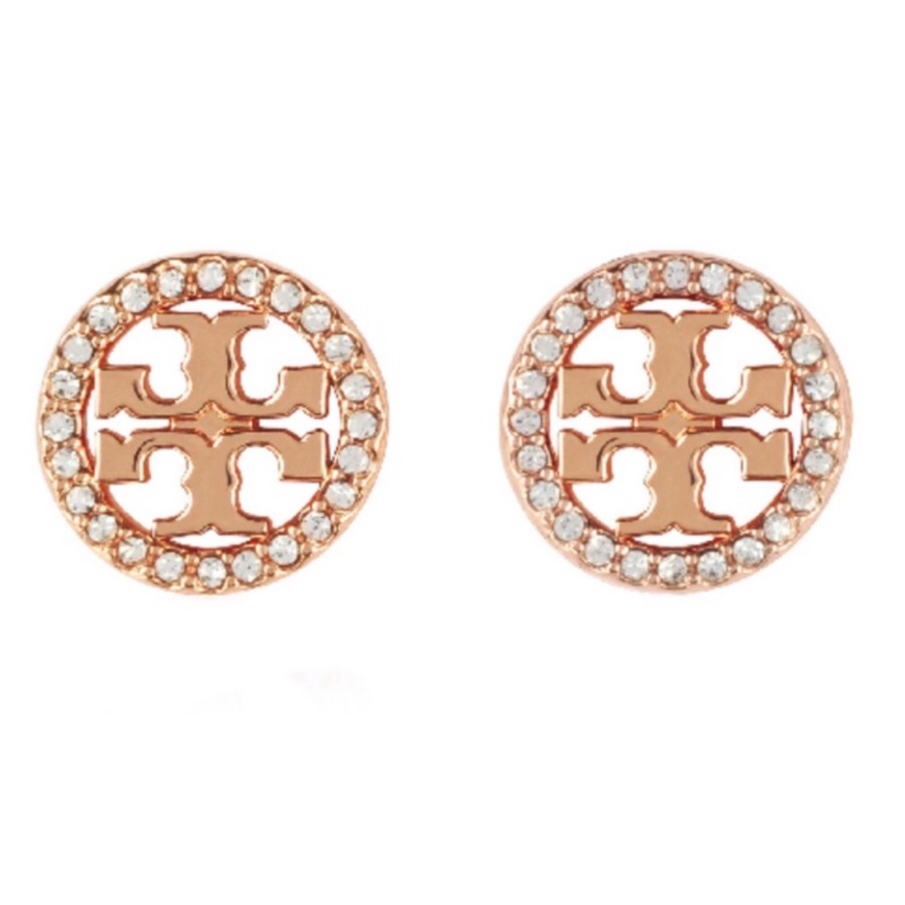 TORY BURCH • Rosegold Circle Crystal Logo
